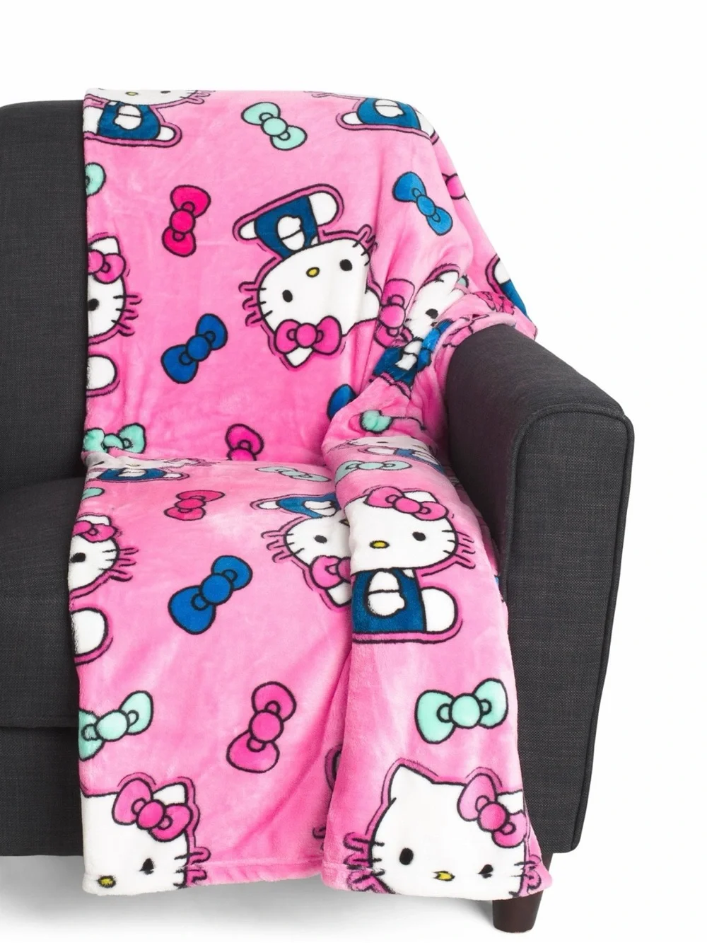 Hello Kitty Reversible Plush Throw Blanket - Pink & Mint (2 Throws)